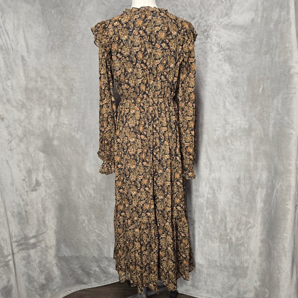 Moon River Floral Maxi Dress Ruffle Maxi Size L Boho Cottagecore Prairie Tiered - Picture 3 of 13